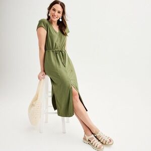 Sonoma Maxi Shirt‎ Dress Olive Green Size Medium